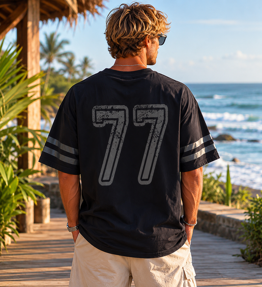 Sweat-shirt Vintage 77 manches courtes black on black Ollo sport