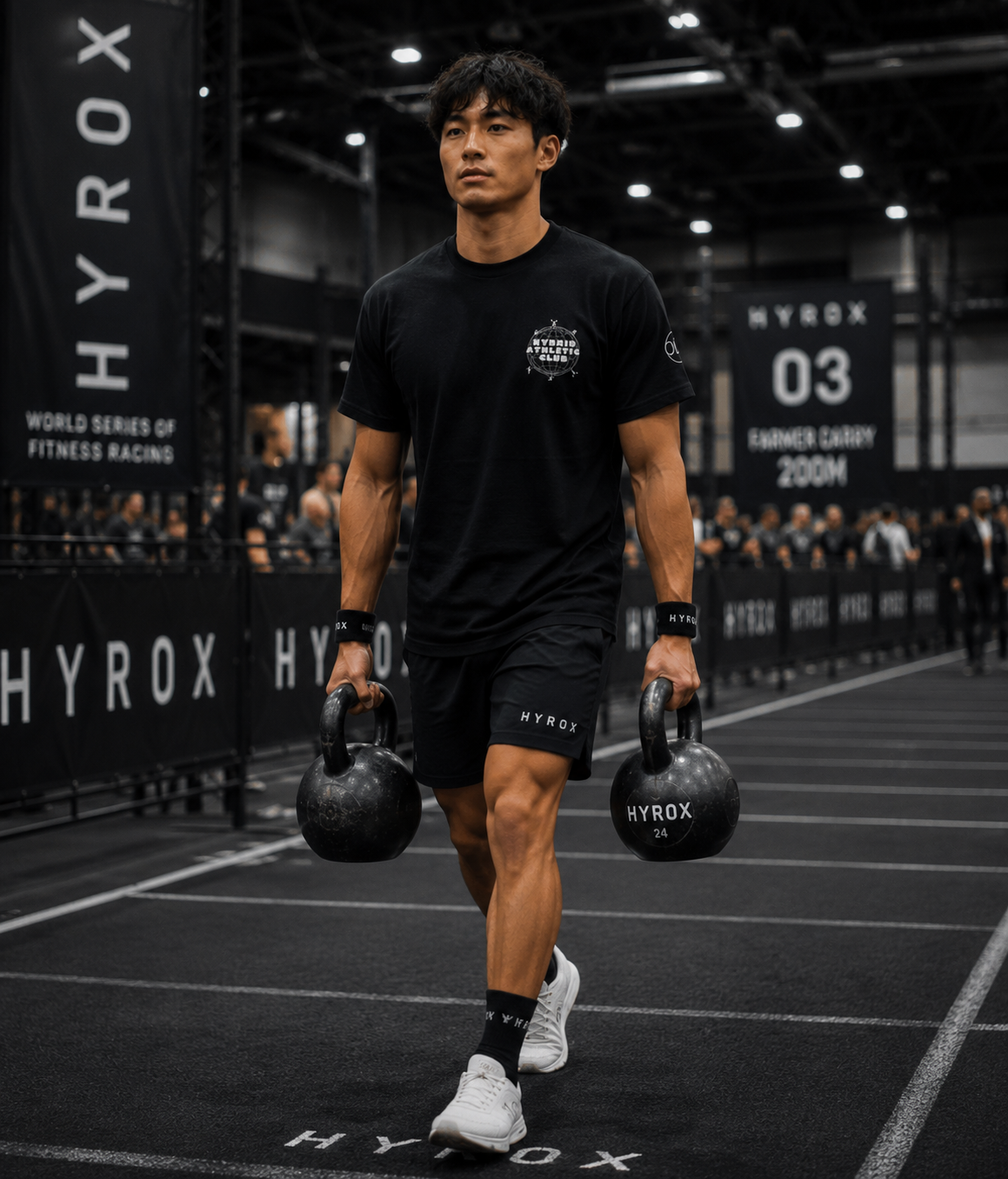 T-shirt Oversize Hybrid Athletic Club – Coton 160g Blanc sur noir Ollo sport