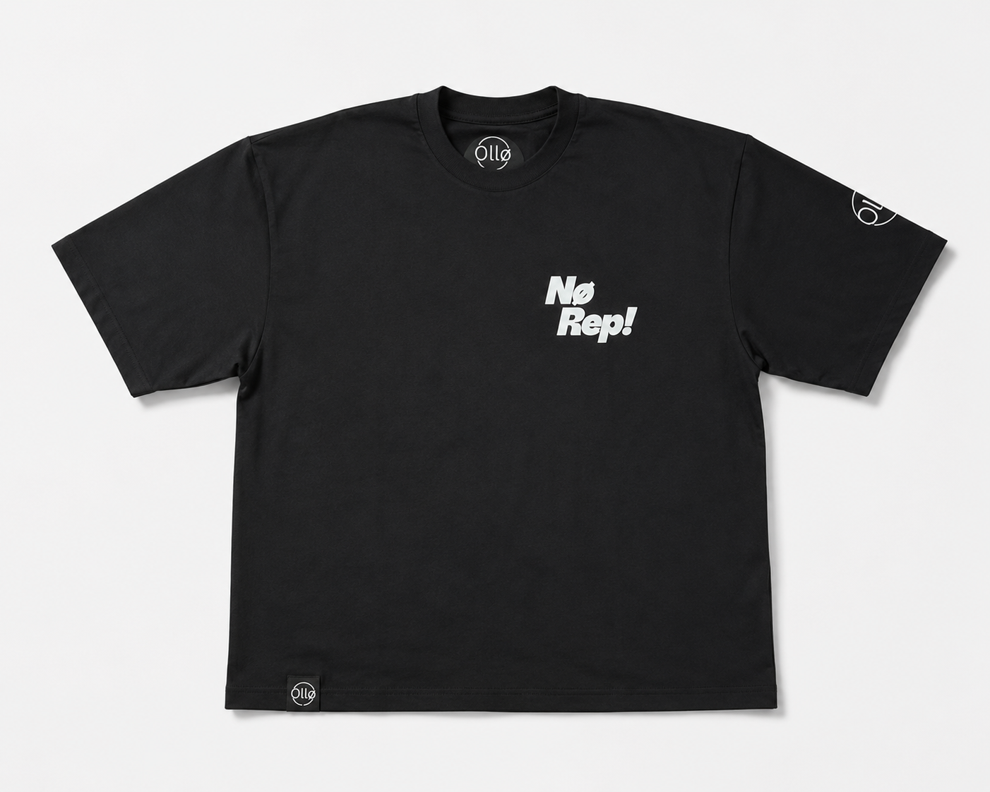 T-shirt Oversize CrossFit No Rep – Coton 160g Blanc sur Noir, Hyrox & Athlète Ollo sport