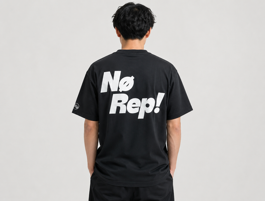 T-shirt Oversize CrossFit No Rep – Coton 160g Blanc sur Noir, Hyrox & Athlète Ollo sport