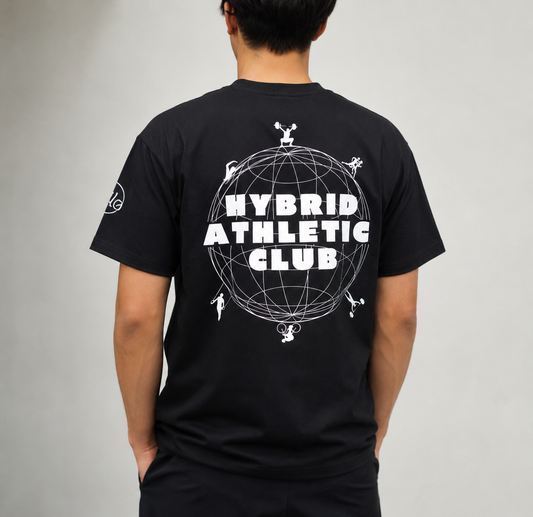 T-shirt Oversize Hybrid Athletic Club – Coton 160g Blanc sur noir Ollo sport