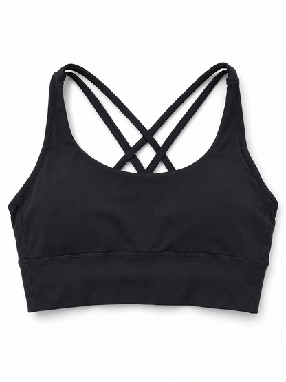 Brassière sport femme noire Ollo Sport – détail coupe