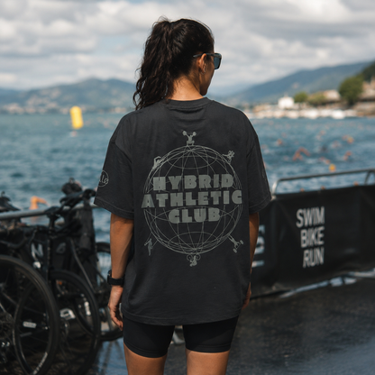 T-shirt Hybrid Athletic Club – Coton 160g Noir sur Noir Ollo sport