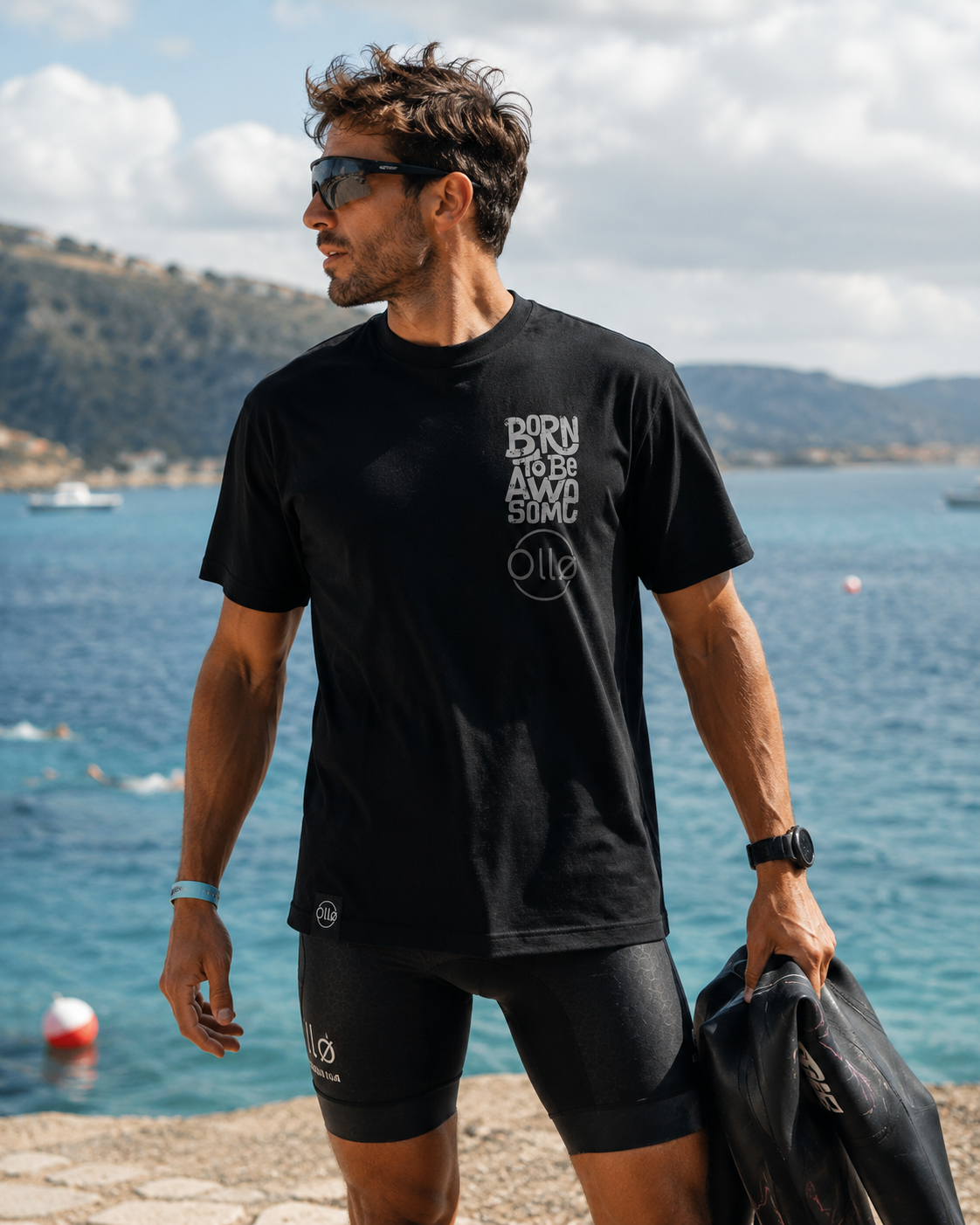 T-shirt « born to be awesome » oversize black Ollo sport
