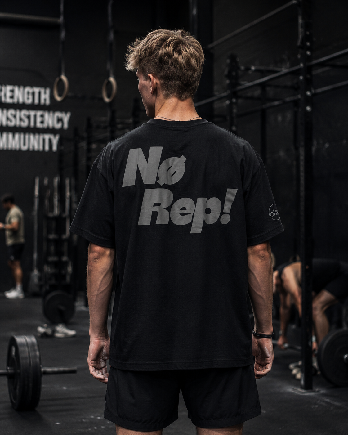 T-shirt CrossFit No Rep – Coton 160g Noir sur Noir, Hyrox & Athlète Ollo sport