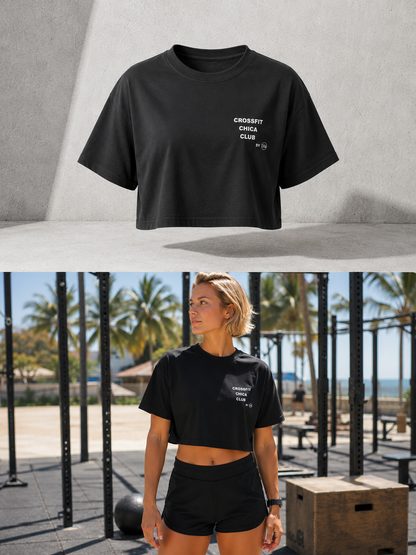 Crop Top Sport Femme CrossFit Chica – Coton 160g Noir, CrossFit & Yoga Ollo sport