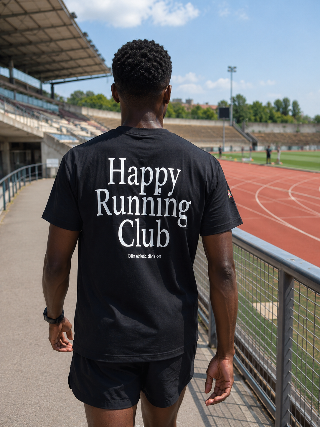 T-shirt Running Happy Running Club – Coton 160g Noir, CrossFit & Course Ollo sport