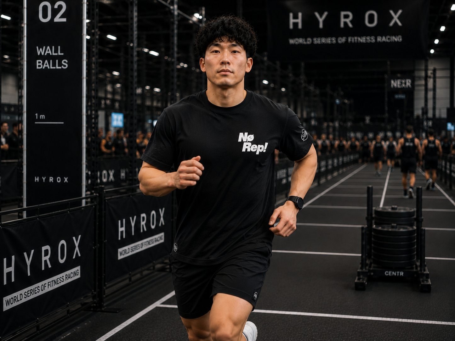 T-shirt CrossFit No Rep – Coton 160g Blanc sur Noir, Hyrox & Athlète Ollo sport