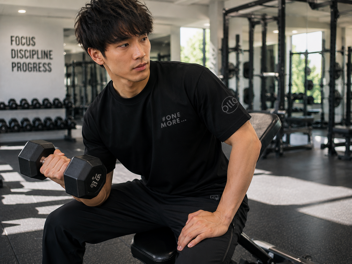 T-shirt oversize One More Rep – Coton 160g Noir sur Noir, CrossFit & Hyrox Ollo sport