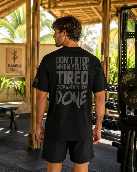 T-shirt Oversize Don't Stop – Coton 160g Noir sur Noir, Motivation CrossFit Ollo sport