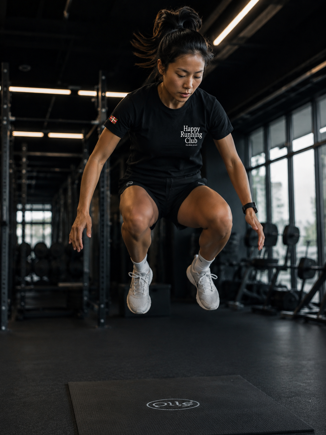 T-shirt Running Happy Running Club – Coton 160g Noir, CrossFit & Course Ollo sport