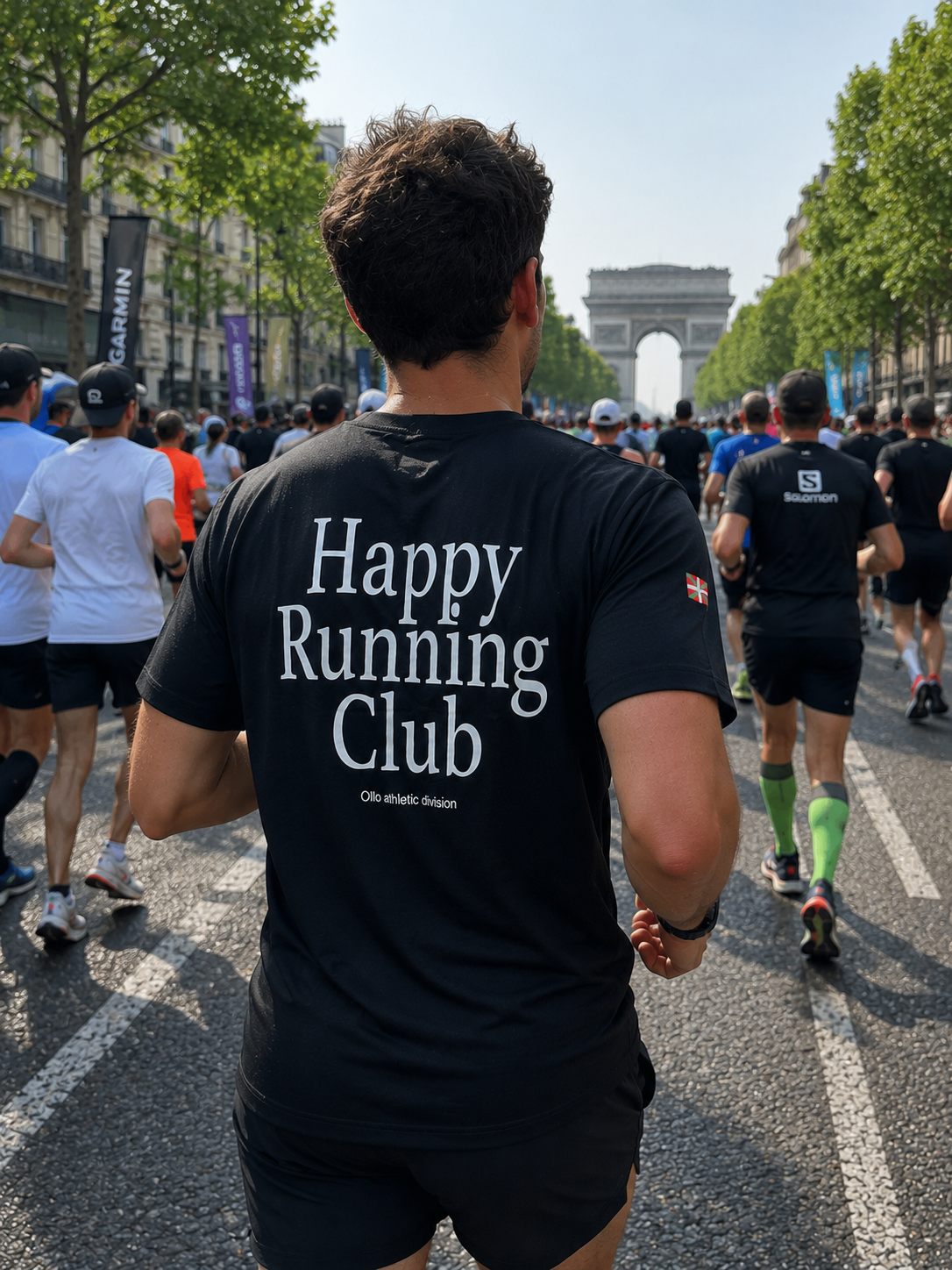T-shirt Running Happy Running Club – Coton 160g Noir, CrossFit & Course Ollo sport