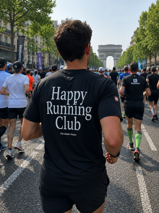 T-shirt Running Happy Running Club – Coton 160g Noir, CrossFit & Course Ollo sport