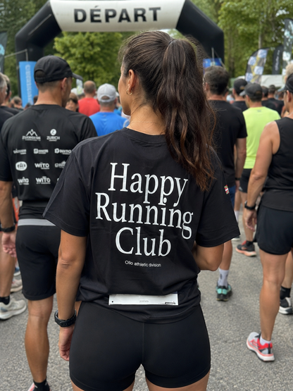 T-shirt Running Happy Running Club – Coton 160g Noir, CrossFit & Course Ollo sport