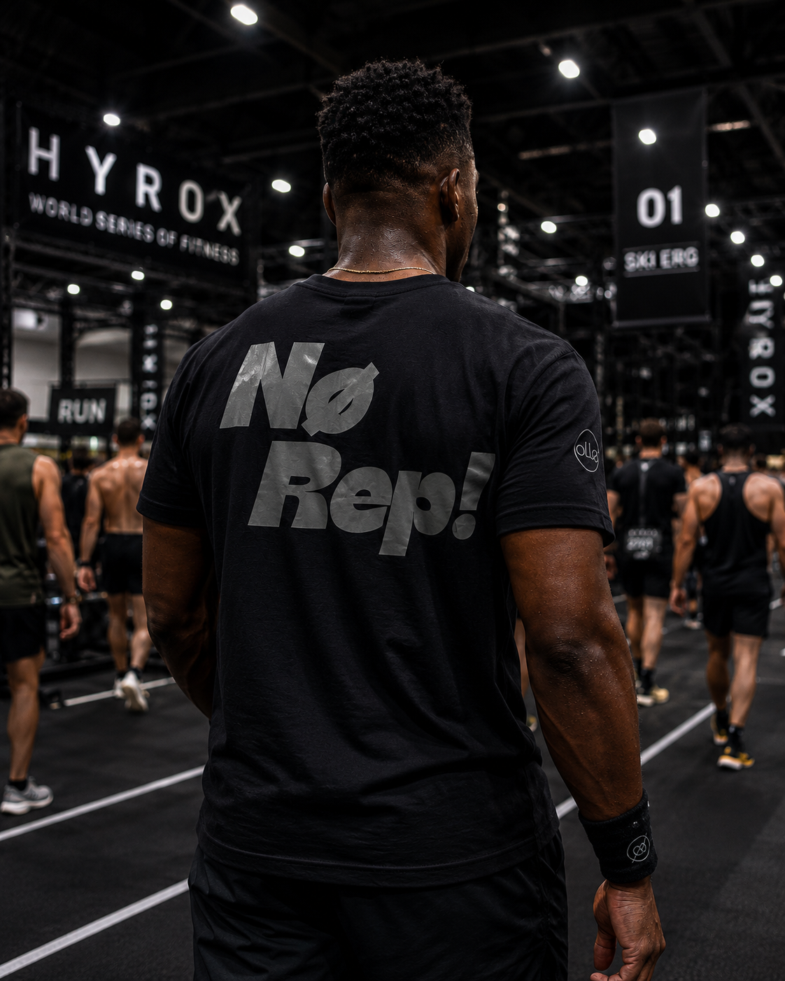 T-shirt CrossFit No Rep – Coton 160g Noir sur Noir, Hyrox & Athlète Ollo sport
