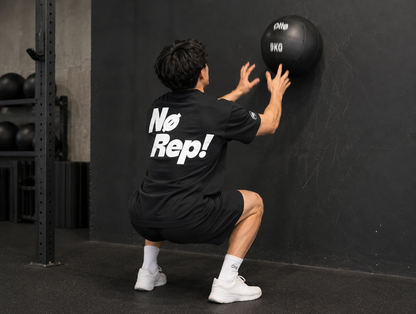 T-shirt CrossFit No Rep – Coton 160g Blanc sur Noir, Hyrox & Athlète Ollo sport
