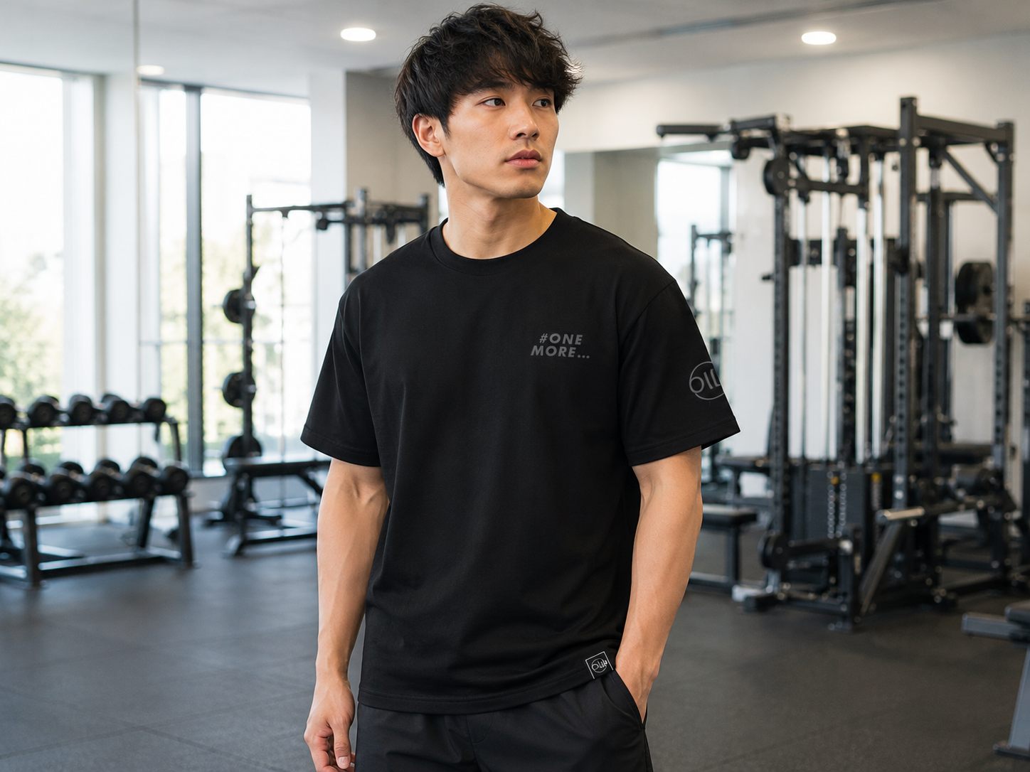T-shirt oversize One More Rep – Coton 160g Noir sur Noir, CrossFit & Hyrox Ollo sport