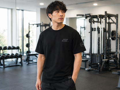 T-shirt oversize One More Rep – Coton 160g Noir sur Noir, CrossFit & Hyrox Ollo sport