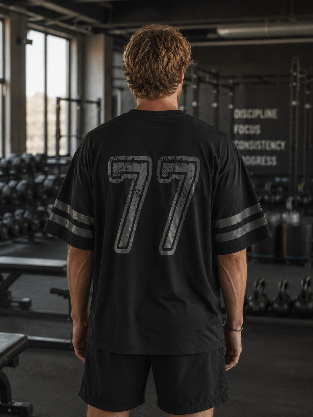 Sweat-shirt Vintage 77 manches courtes black on black Ollo sport