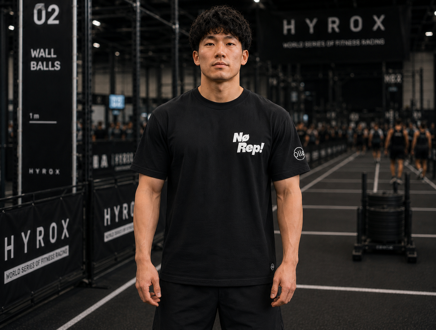 T-shirt CrossFit No Rep – Coton 160g Blanc sur Noir, Hyrox & Athlète Ollo sport