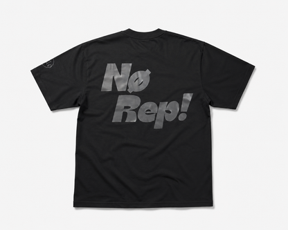 T-shirt CrossFit No Rep – Coton 160g Noir sur Noir, Hyrox & Athlète Ollo sport