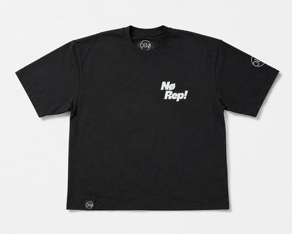 T-shirt CrossFit No Rep – Coton 160g Blanc sur Noir, Hyrox & Athlète Ollo sport