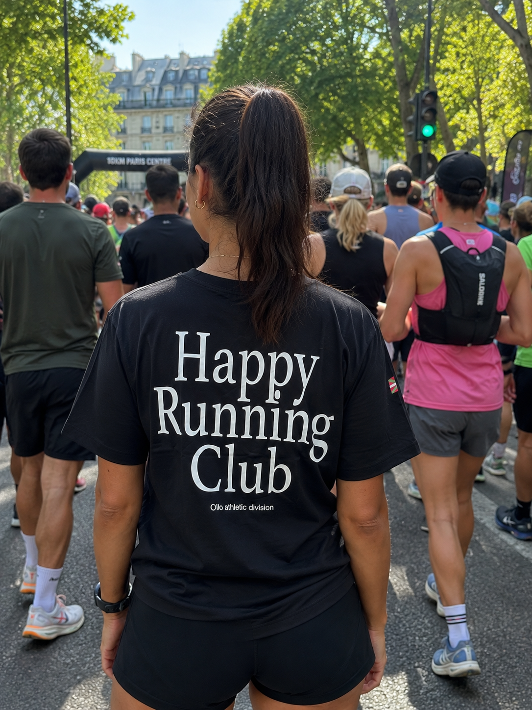 T-shirt Running Happy Running Club – Coton 160g Noir, CrossFit & Course Ollo sport