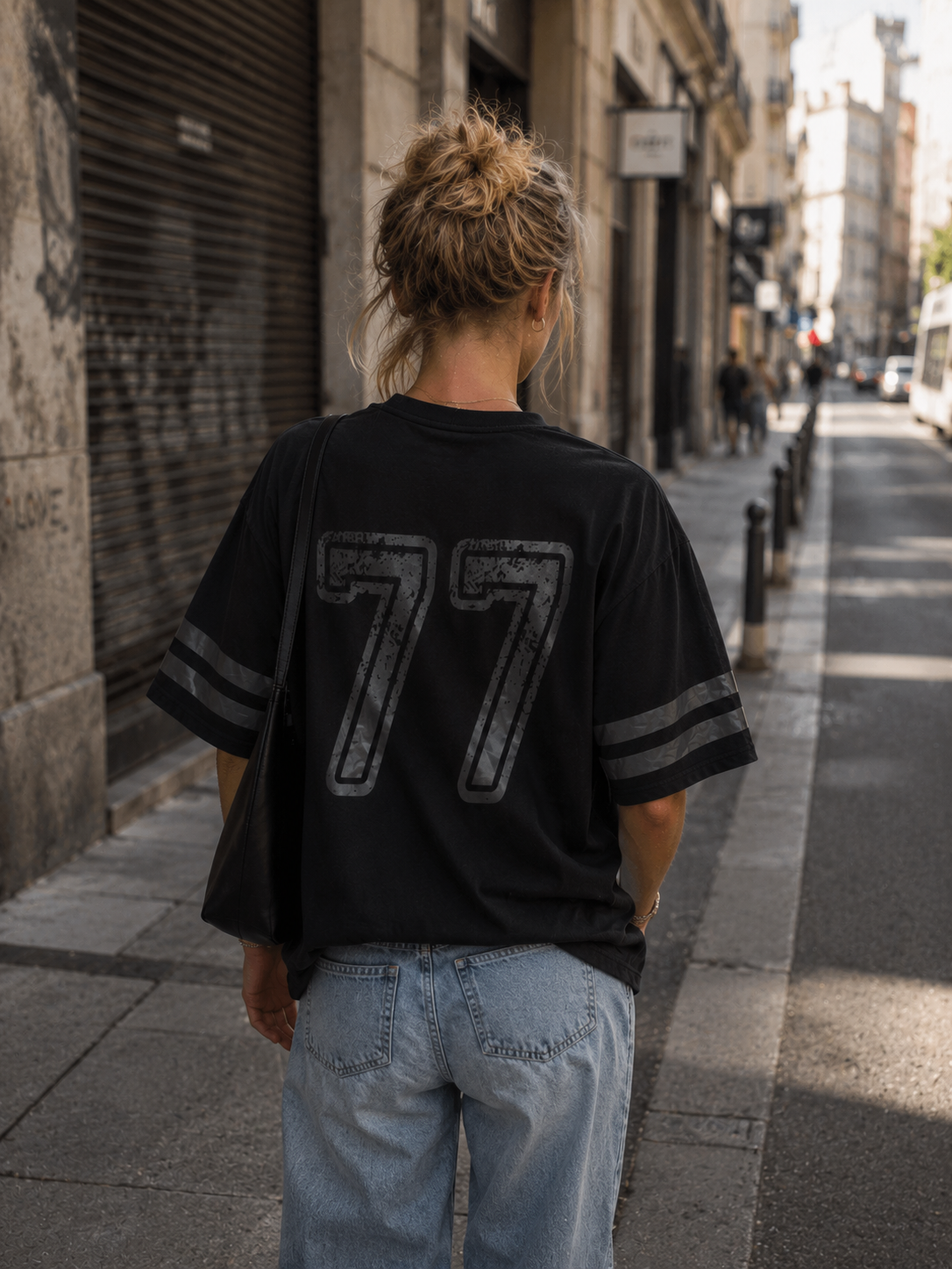 Sweat-shirt Vintage 77 manches courtes black on black Ollo sport