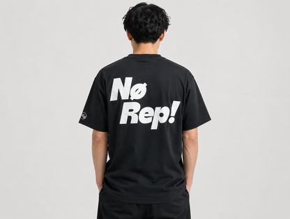 T-shirt CrossFit No Rep – Coton 160g Blanc sur Noir, Hyrox & Athlète Ollo sport
