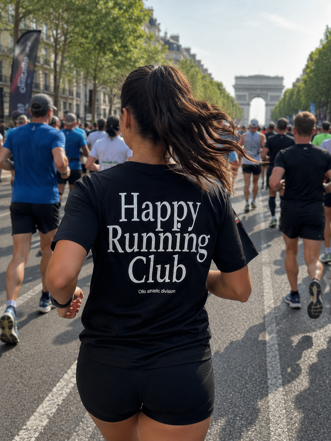 T-shirt Running Happy Running Club – Coton 160g Noir, CrossFit & Course Ollo sport