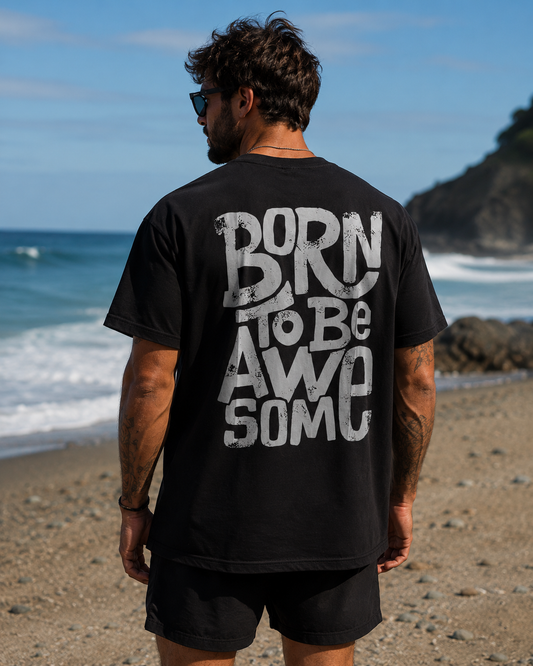 T-shirt « born to be awesome » oversize black Ollo sport