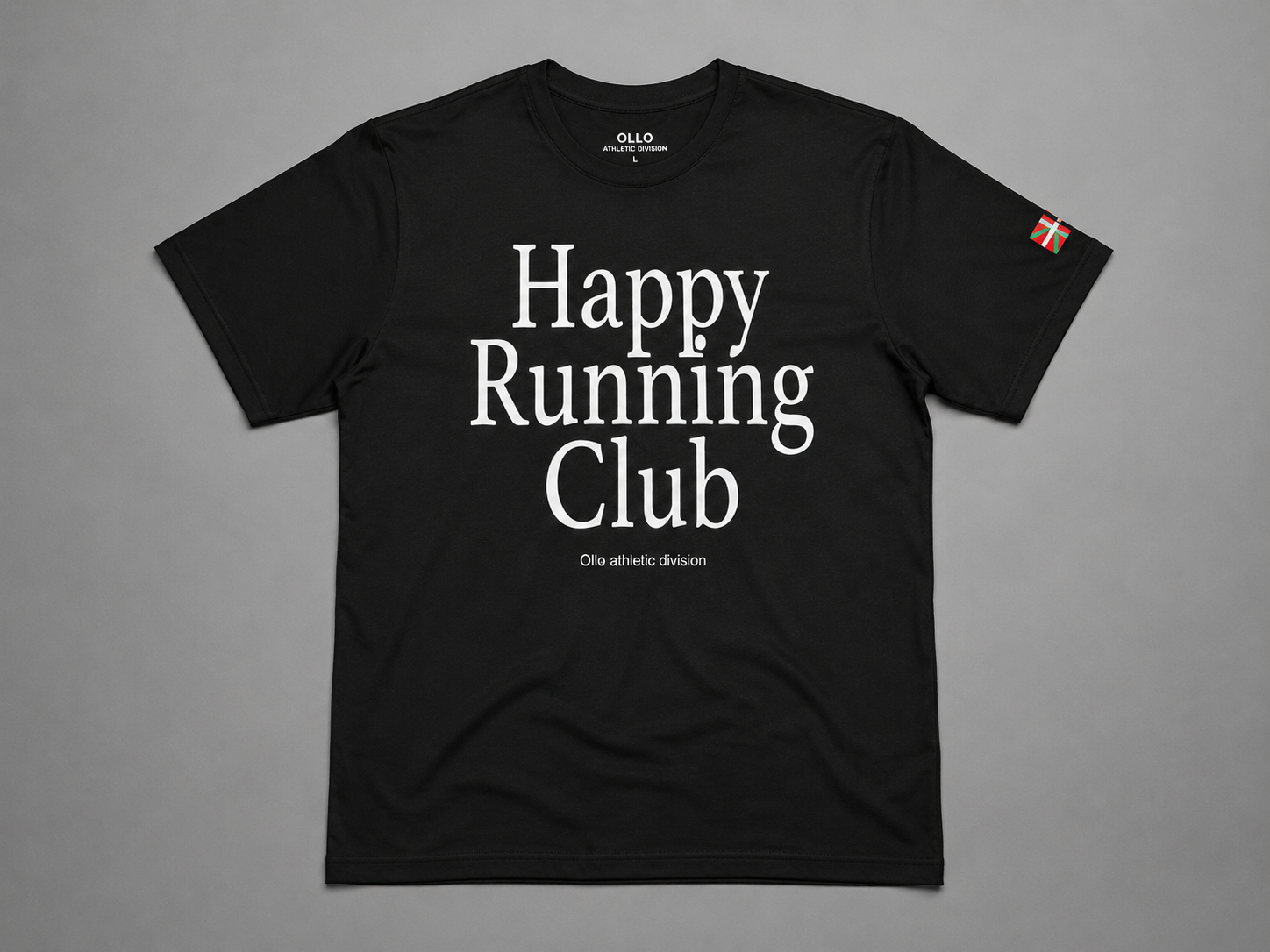 T-shirt Running Happy Running Club – Coton 160g Noir, CrossFit & Course Ollo sport