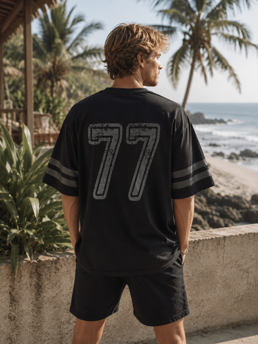 Sweat-shirt Vintage 77 manches courtes black on black Ollo sport