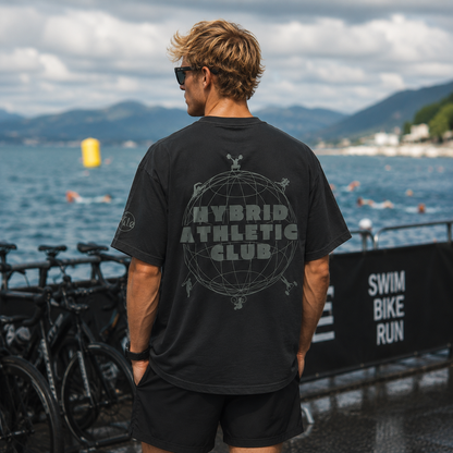 T-shirt Hybrid Athletic Club – Coton 160g Noir sur Noir Ollo sport
