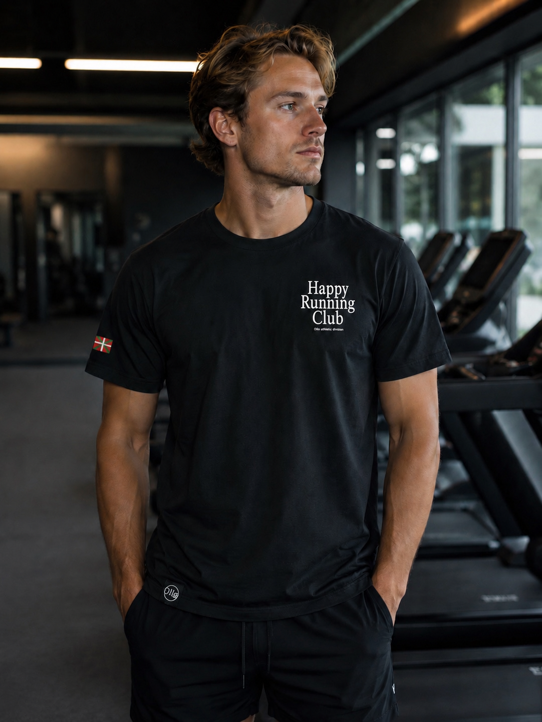 T-shirt Running Happy Running Club – Coton 160g Noir, CrossFit & Course Ollo sport