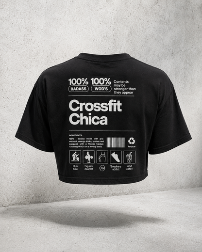 Crop Top Sport Femme CrossFit Chica – Coton 160g Noir, CrossFit & Yoga Ollo sport