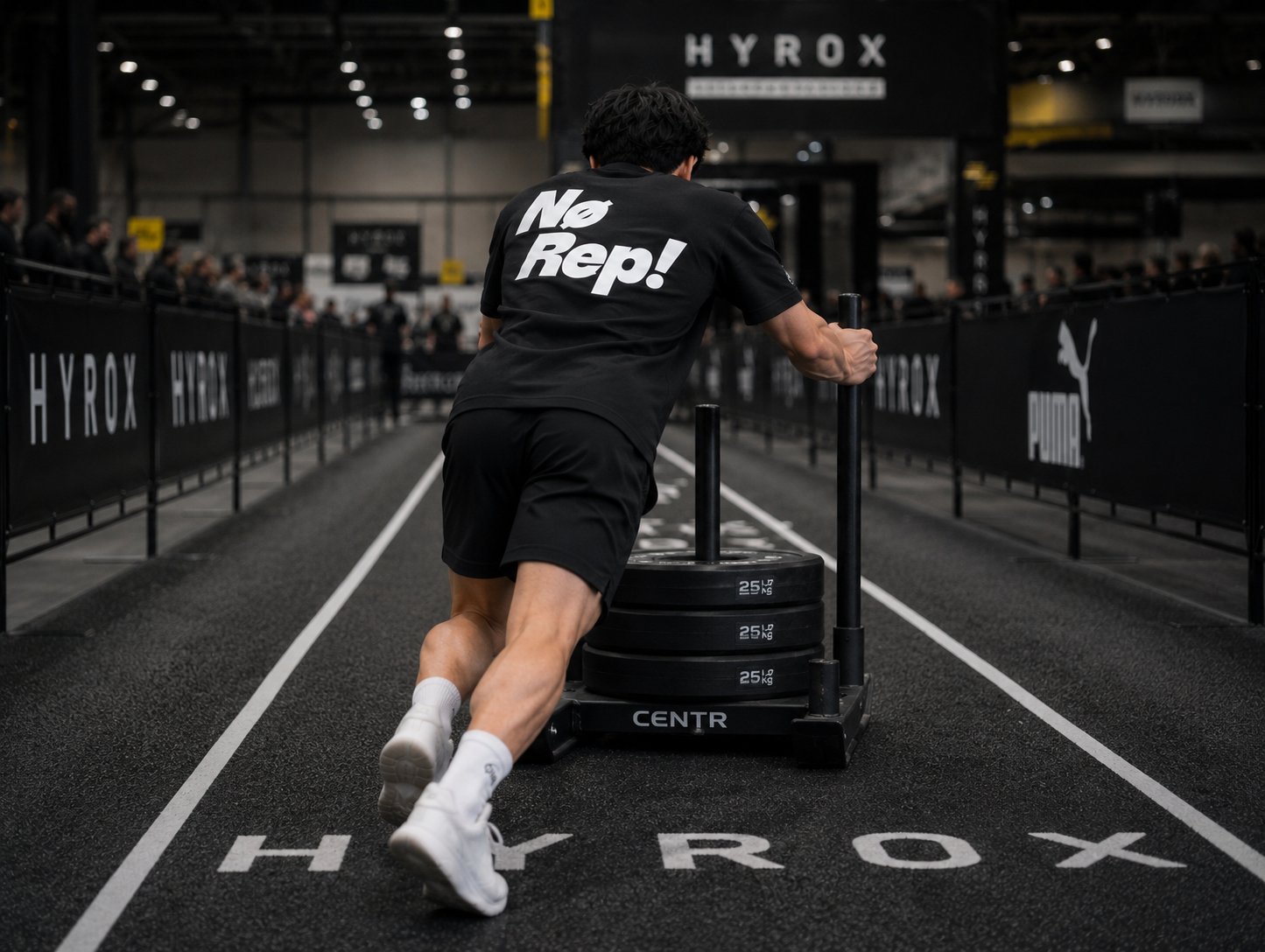 T-shirt CrossFit No Rep – Coton 160g Blanc sur Noir, Hyrox & Athlète Ollo sport