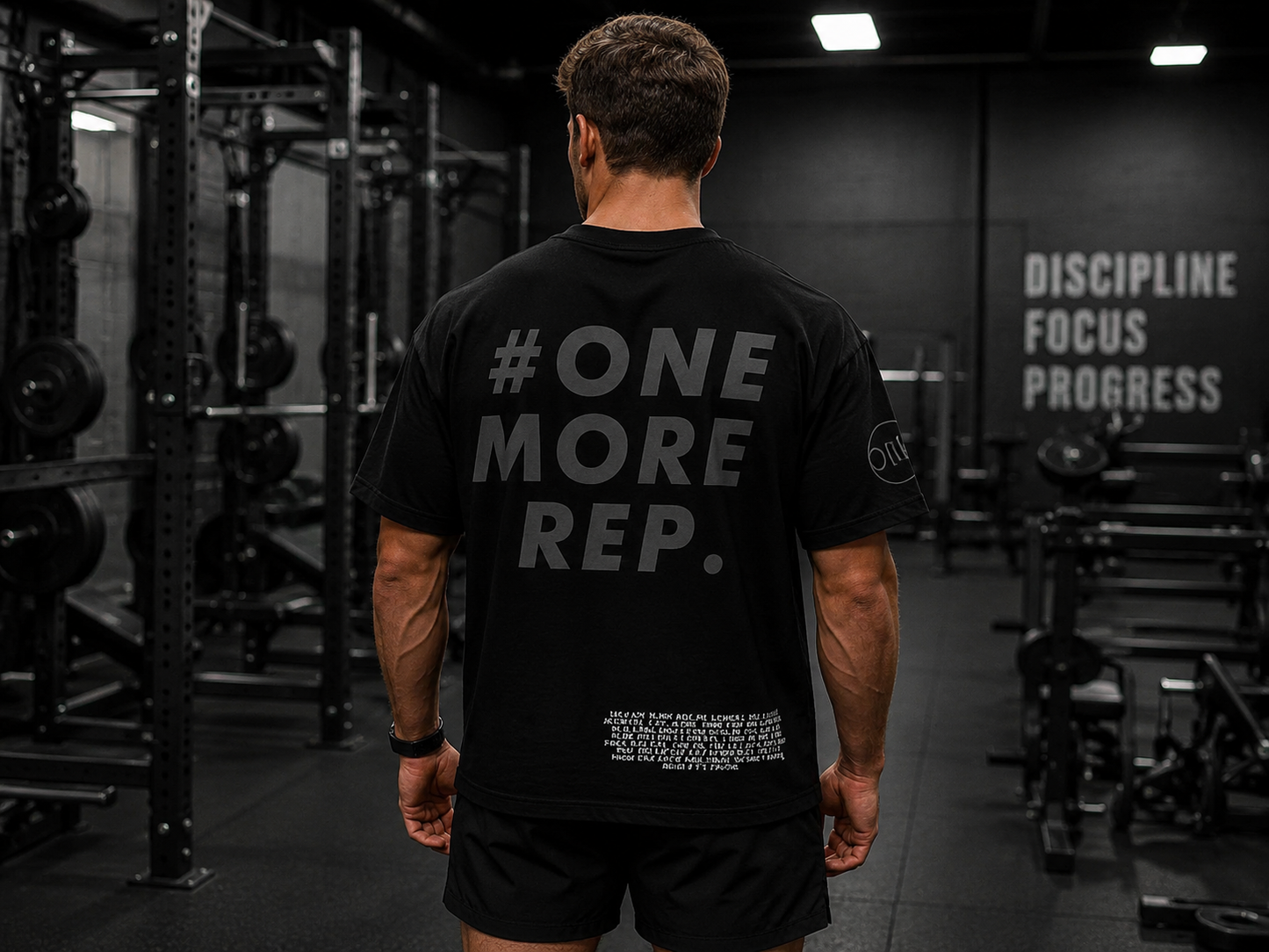 T-shirt oversize One More Rep – Coton 160g Noir sur Noir, CrossFit & Hyrox Ollo sport