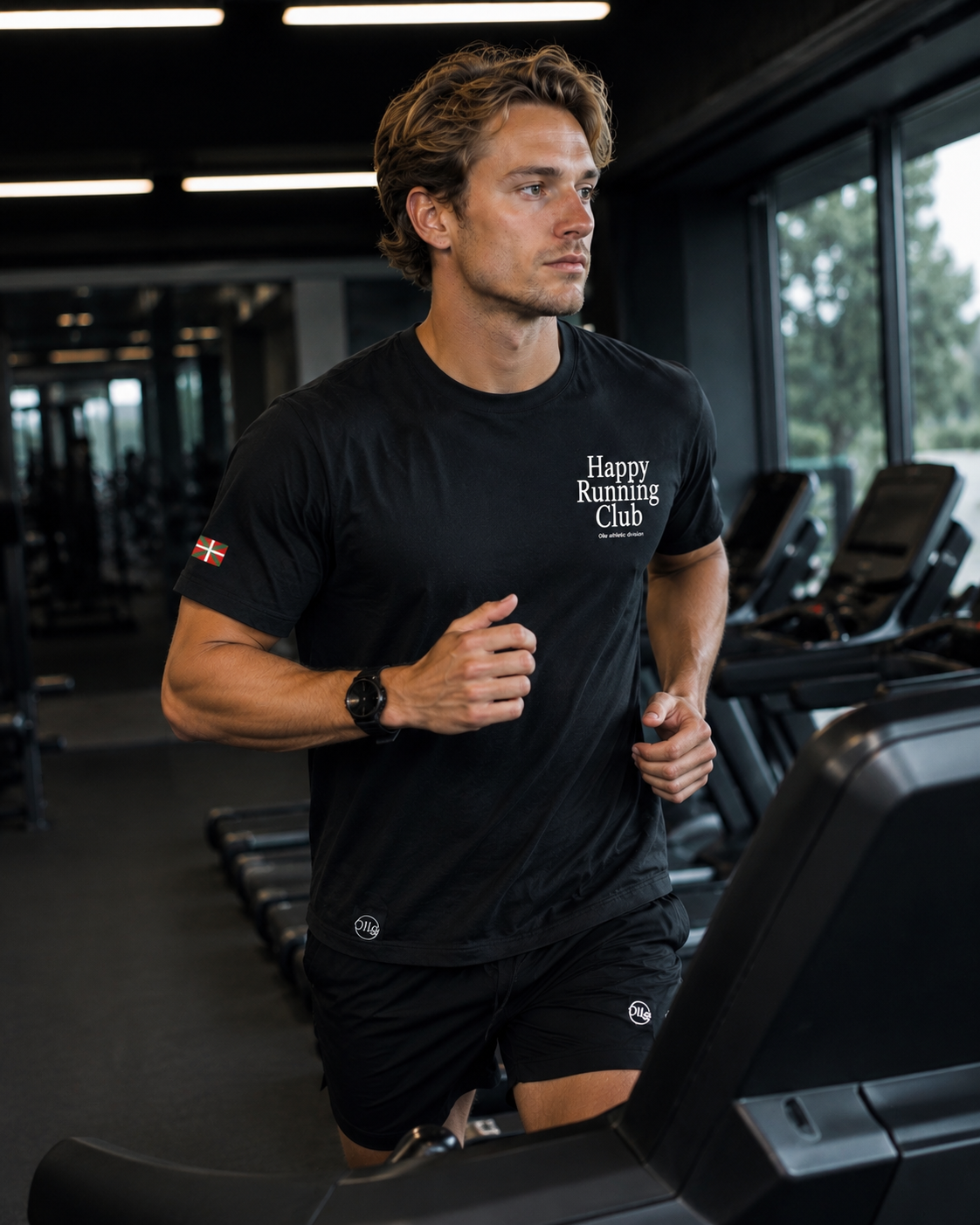 T-shirt Running Happy Running Club – Coton 160g Noir, CrossFit & Course Ollo sport