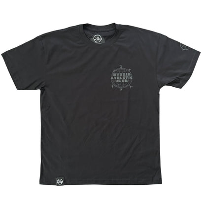 T-shirt Hybrid Athletic Club – Coton 160g Noir sur Noir Ollo sport