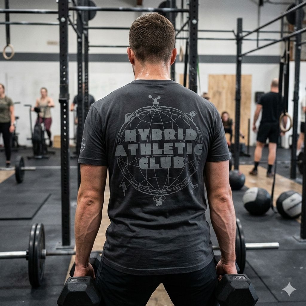 T-shirt Hybrid Athletic Club – Coton 160g Noir sur Noir Ollo sport