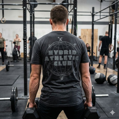 T-shirt Hybrid Athletic Club – Coton 160g Noir sur Noir Ollo sport